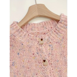 Plus Size, Women's Elegant Solid Color Round Neck Blouse - Loose Fit Long Sleeve Button-Front Jacket, Spring/Autumn Outerwear, Machine Washable Casual to Dressy Swe Coat ( Special Line)