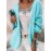 [Chic Cardigan] Plus Size Women's Chic Color-Block Striped V-Neck Cardigan | Long Sleeve, Beige & White, Casual Fall/Winter Outerwear with Lace Detail, Lace Trim