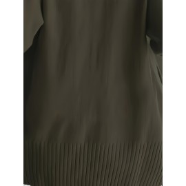 Elegant Oversized Long Sleeve Cardigan for Women - Solid Color, Medium Stretch, with Pockets, Fall/Winter Fashion, Plus Size, Pink