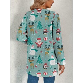 Plus Size, Plus Size Women's Oversized Cardigan Coat - Soft Machine-Washable Long Sleeve Sweater Jacket, Loose Fit Winter Warm Blazer for Casual & Office Wear, Cozy Fall Winter Clothing (No Collar, Button-Free) - Plus Size Friendly