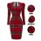 Women'S Elegant Christmas Plaid Bodycon Dress - Long Sleeve Puff Shoulder Red Tartan Checkered Pattern with Zipper Back, Boat Neck Winter Party Dress, Structured Fitted Silhouette for Xmas, New Year'S Eve & Holiday Events - Red/Green Tartan Checkere