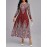 1pc Women'S Wine Red Geometric Print V-Neck Long Sleeve A-Line Midi Dress - Vintage Elegant for party & Evening Dress with Burgundy & Golden Pattern, Fall/Winter Formal Occasion Dress for Women, Structured Fit & Flowing Silhouette
