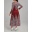 1pc Women'S Wine Red Geometric Print V-Neck Long Sleeve A-Line Midi Dress - Vintage Elegant for party & Evening Dress with Burgundy & Golden Pattern, Fall/Winter Formal Occasion Dress for Women, Structured Fit & Flowing Silhouette