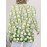 Plus Size Oversized Chunky Cardigan - Winter Warm White Lily & Lily-of-the-Valley Floral Print Jacket, Green Button-Front Sweater Coat, Machine Washable Casual Outerwear for Fall/Winter Layering (No Belt/Tie)