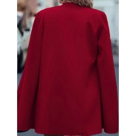 [Versatile Blazer] Elegant Women's Cape Sleeve Blazer Jacket | Solid Color H-Silhouette Open Front Design, Versatile All-Season Casual to Professional Outerwear | Quality Fabric, Minimalist Style, Dry Clean Only