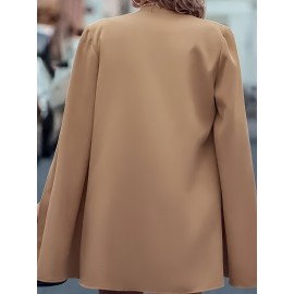 [Versatile Blazer] Elegant Women's Cape Sleeve Blazer Jacket | Solid Color H-Silhouette Open Front Design, Versatile All-Season Casual to Professional Outerwear | Quality Fabric, Minimalist Style, Dry Clean Only