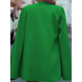 [Versatile Blazer] Elegant Women's Cape Sleeve Blazer Jacket | Solid Color H-Silhouette Open Front Design, Versatile All-Season Casual to Professional Outerwear | Quality Fabric, Minimalist Style, Dry Clean Only