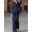 Women's Summer Suit Set, Loose Fit, Wide - leg Trousers Design, Decorated with Metal Buttons, Trendy and Versatile, Suitable for Weekend Outings/ Friends' Gatherings/ Shopping, Must - have for Casual Fashion