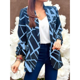 Women's Lightweight Blazer Suit Jacket - Short Office Blazer with Open Front & Single-Breasted, Loose Fit Long Sleeve Coat for Professional Work Attire, Blazer Suit (Machine Washable, All-Season) - OL Suit Essential for Spring/Fall